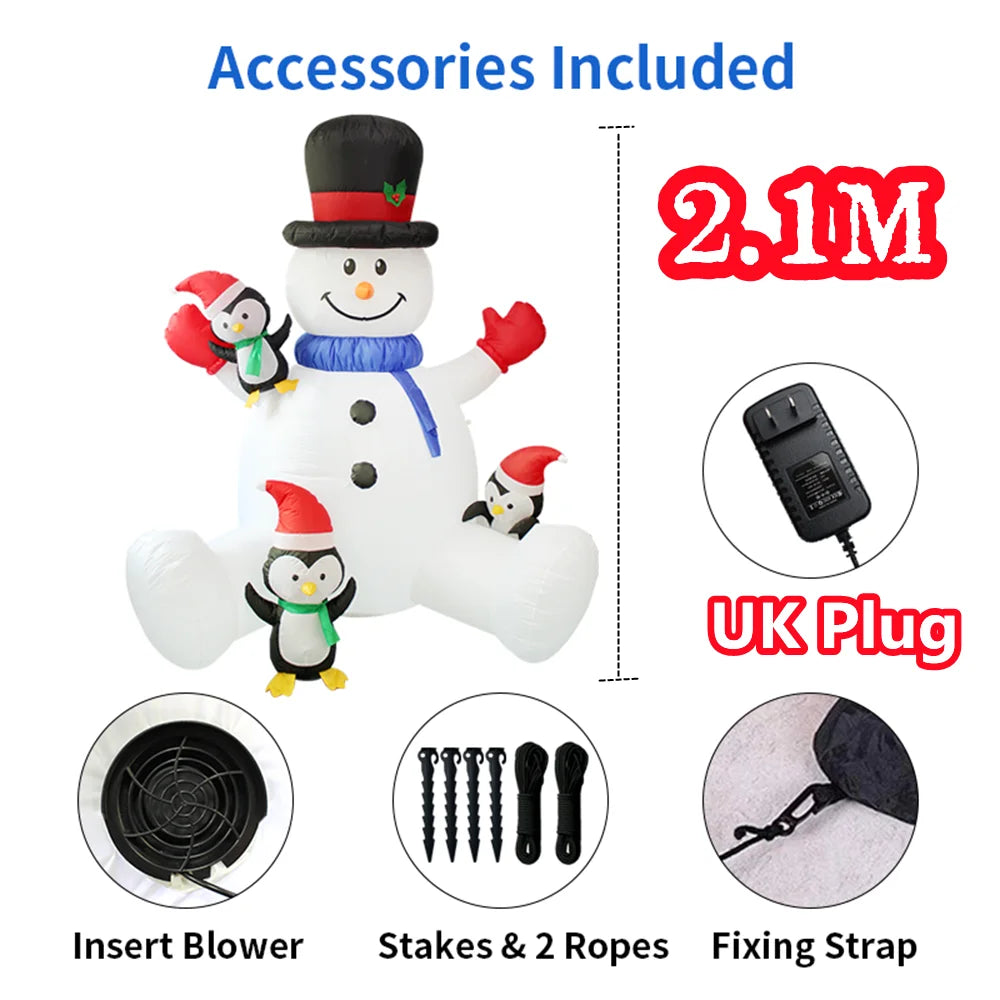 7FT Christmas Inflatable Sitting Decoration with LED Lights