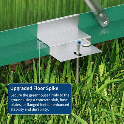 8x10FT Walk-in Polycarbonate Greenhouse with Roof Vent, Ground Nails, Lockable Push Door