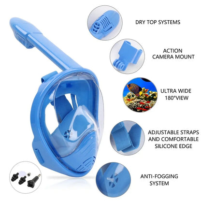 Full Dry Snorkel & Diving Mask Set with Action Camera Mount