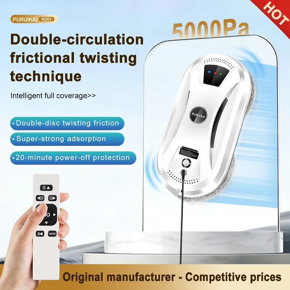 PuRuiKai 5600Pa Automatic Window Cleaning Robot with Remote Control