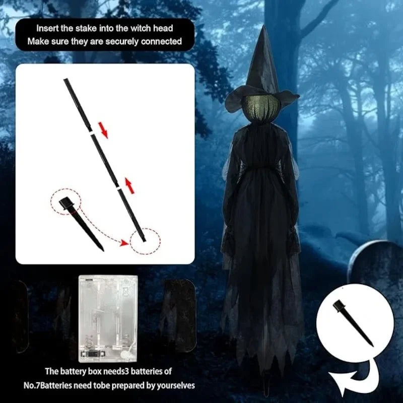 3PCS Halloween Light Up Hand-Holding Witches, Sound-Activated Glow Decorations