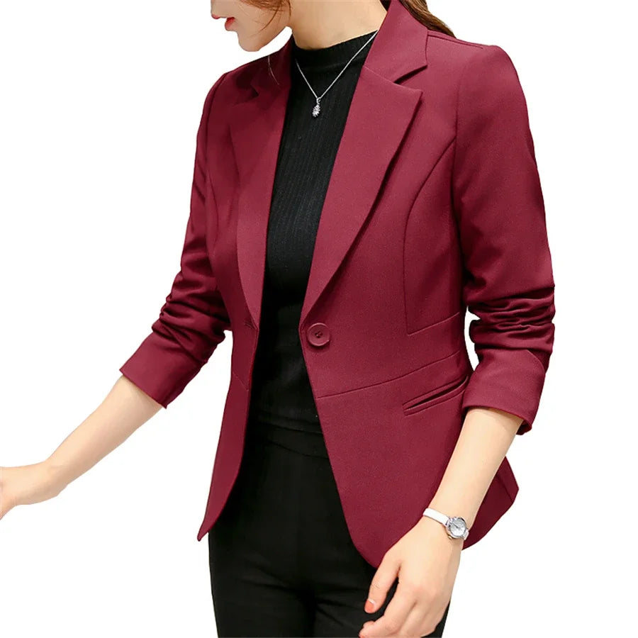 Women's Formal Slim Fit Notched Collar Blazer - Office Work Suit Jacket