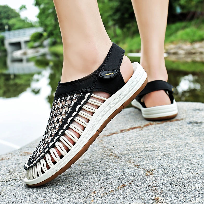 Men’s Hand-Woven Gladiator Sandals – Non-Slip Casual Outdoor Waders & Beach Platform Sandals