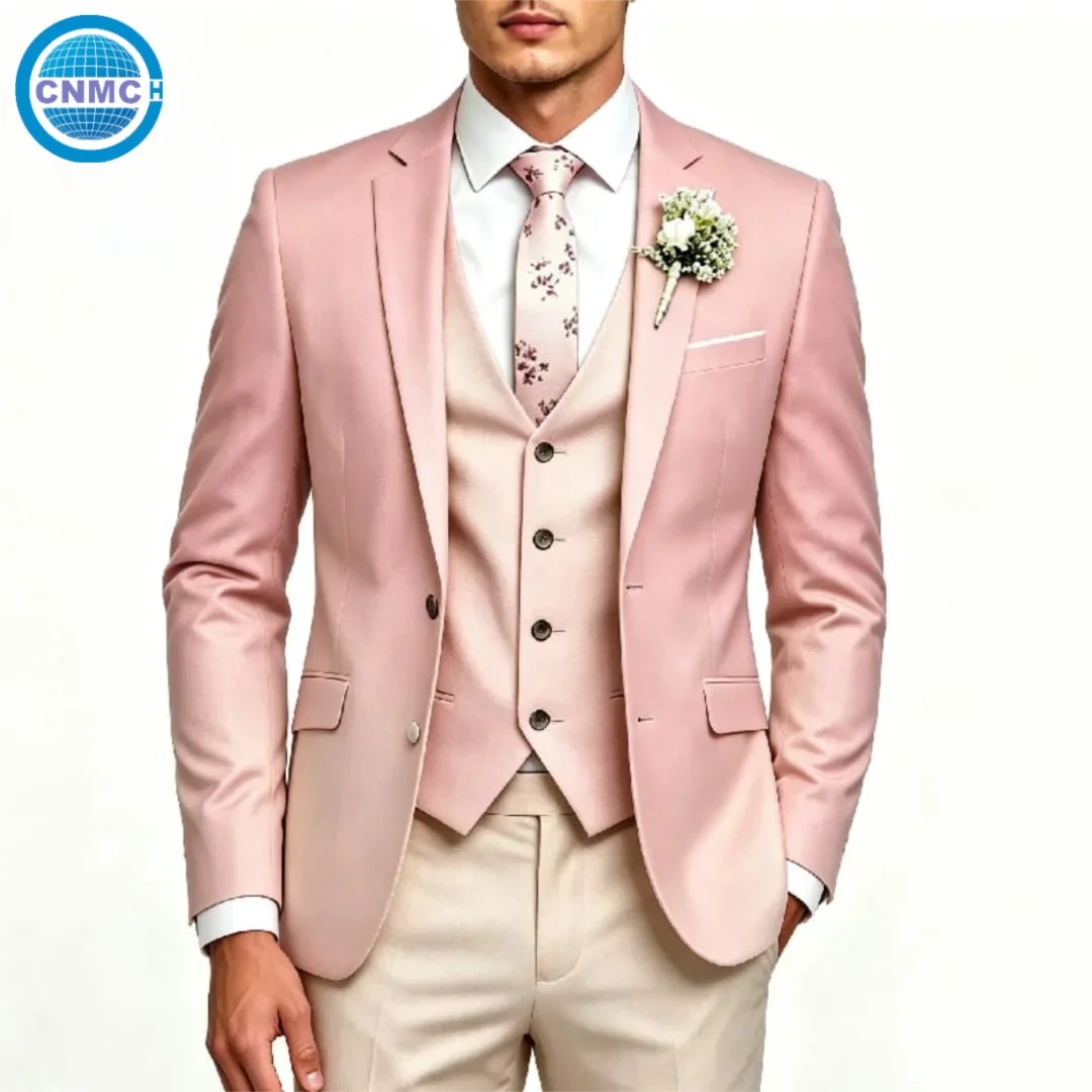 Men's Single-Breasted 3-Piece Formal Business Suit Set (Jacket, Vest & Pants)