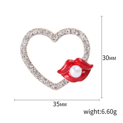 Valentine's Day Romantic Rhinestone Heart Brooches