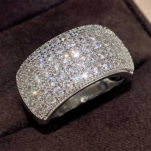 Huitan Micro Paved 5 Line Cubic Zirconia Ring