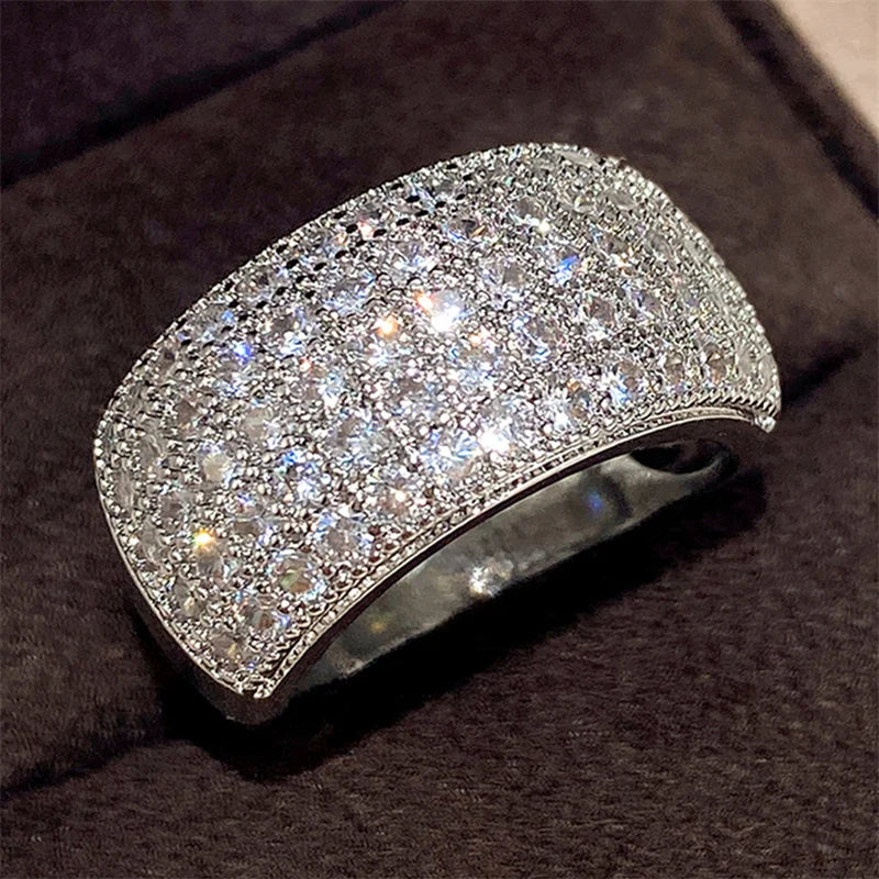 Huitan Micro Paved 5 Line Cubic Zirconia Ring