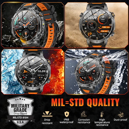 Military Outdoor Smartwatch with Flashlight