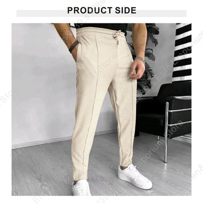 Men's Slim Fit Waffle Knit Athletic Jogger Pants with Pockets