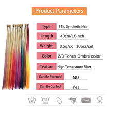 Rainbow Color I-Tip Long Straight Hairpieces