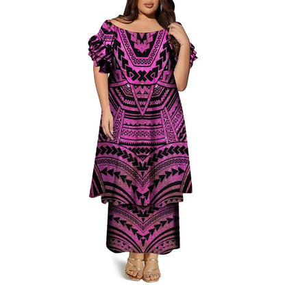Women’s Plus Size Bohemian Floral Print Maxi Dress – Casual O-Neck Ankle-Length Dress