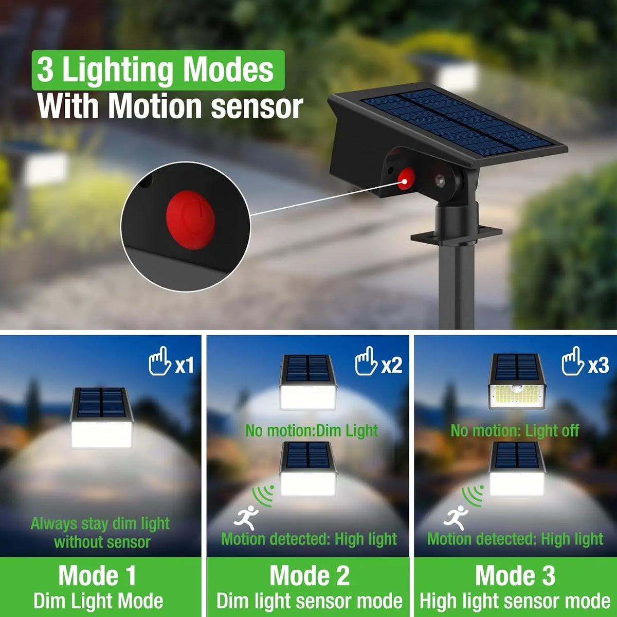 62 LED Outdoor Solar Spot Lights - Motion Sensor Landscape Waterproof Spotlights