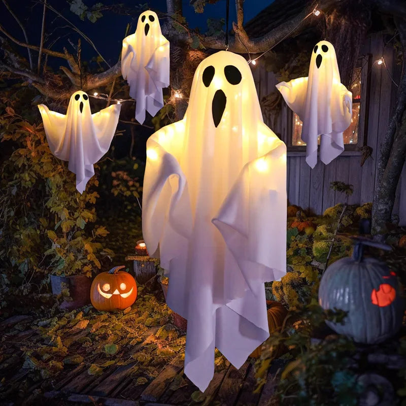 Hanging LED Light-Up Ghost Halloween Decoration