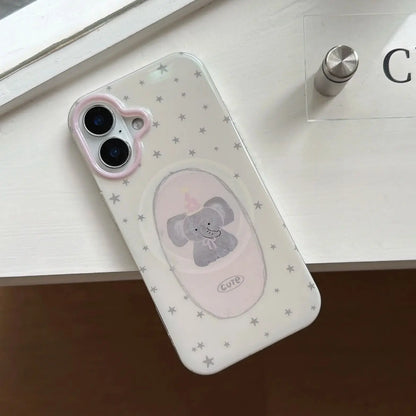 Magnetic Bow & Elephant Pattern Case for iPhone