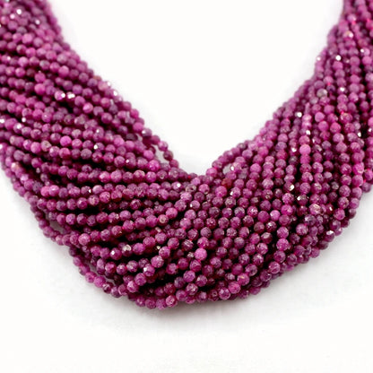 Natural Faceted Ruby Micro Seed Round Gemstone Beads