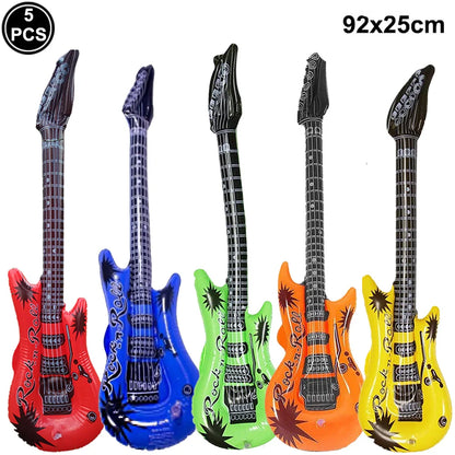 Inflatable Rock Star Toy Set - Musical Instrument Props for 80s Party Decor