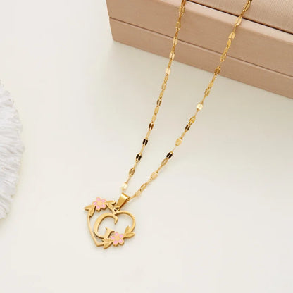 Stainless Steel Love Heart A-Z Letter Necklace