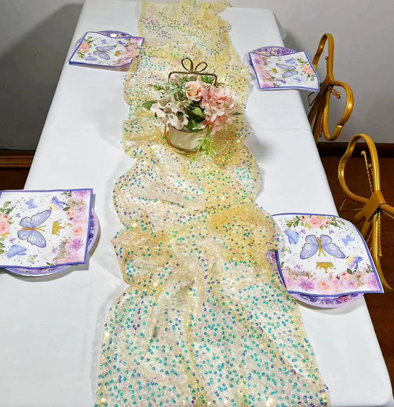 Iridescent Sparkle Sequin Table Runner