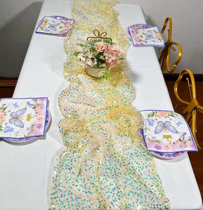 Iridescent Sparkle Sequin Table Runner