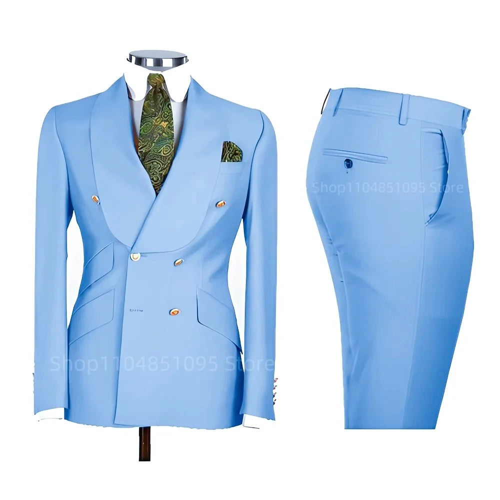 Men's Formal Double-Breasted Business & Wedding Suit Set