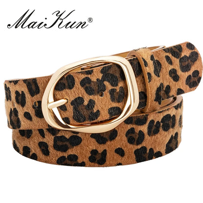 Leopard Print Irregular Alloy Pin Buckle Belt