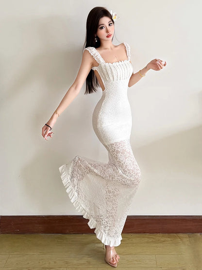Sleeveless Wrap Chest Backless Slim Fit Dress