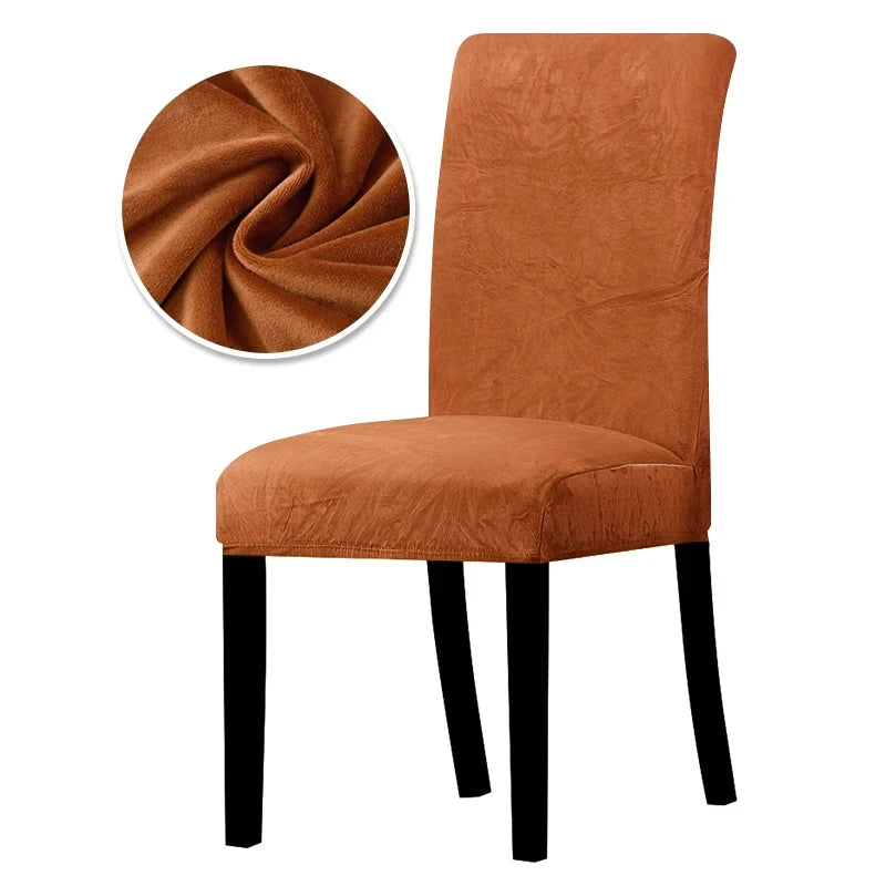 Luxurious Soft Velvet Stretch Chair Covers – Universal Slipcover Protector for Dining Room, Hotel & Office