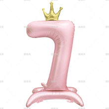 42" Colored Number Stand Foil Balloons with Crown Figures