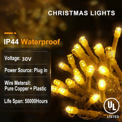 Outdoor LED Icicle Curtain Lights - Waterproof Fairy String Lights with White Flash Effect