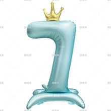 42" Colored Number Stand Foil Balloons with Crown Figures