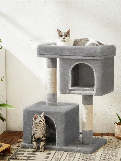 Light Gray Cat Tree Tower - Multi-Level Cat Condo with Perch & Sisal Scratching Posts
