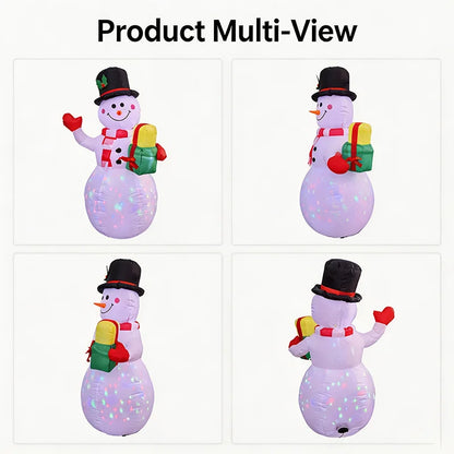 5FT Christmas Inflatable Snowman with Rotating LED Lights & Gift Box