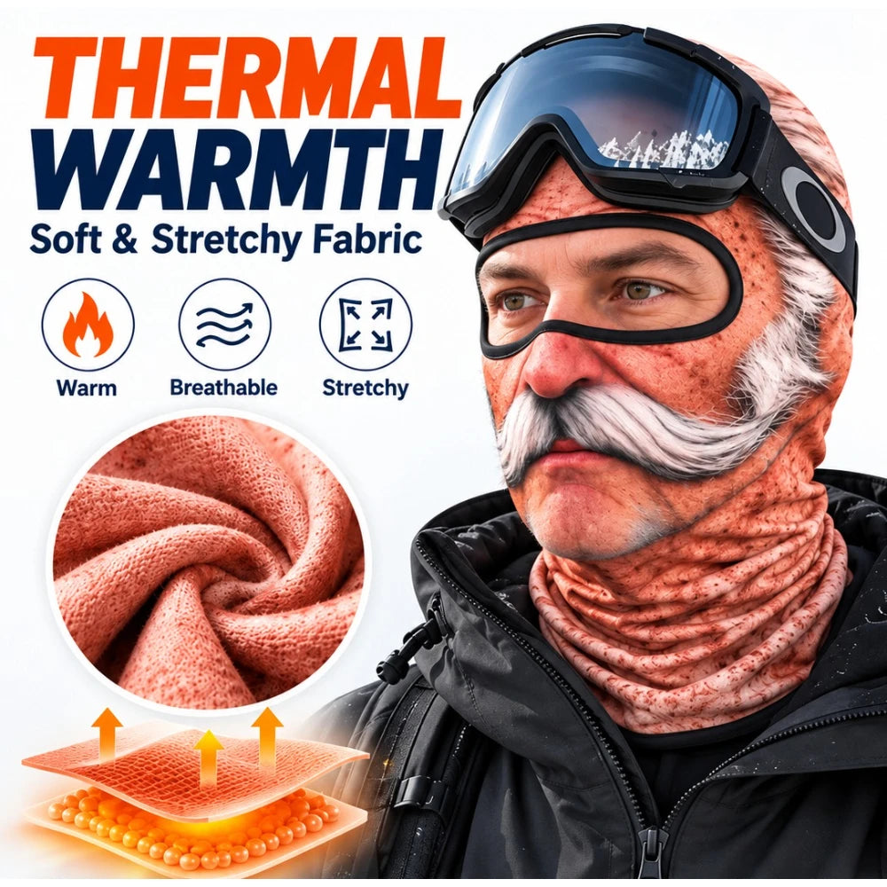Funny Realistic Old Man Balaclava Thermal Ski Mask
