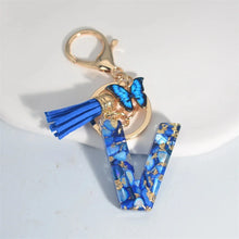 Blue Glazed Stone A To Z Letter Keychain