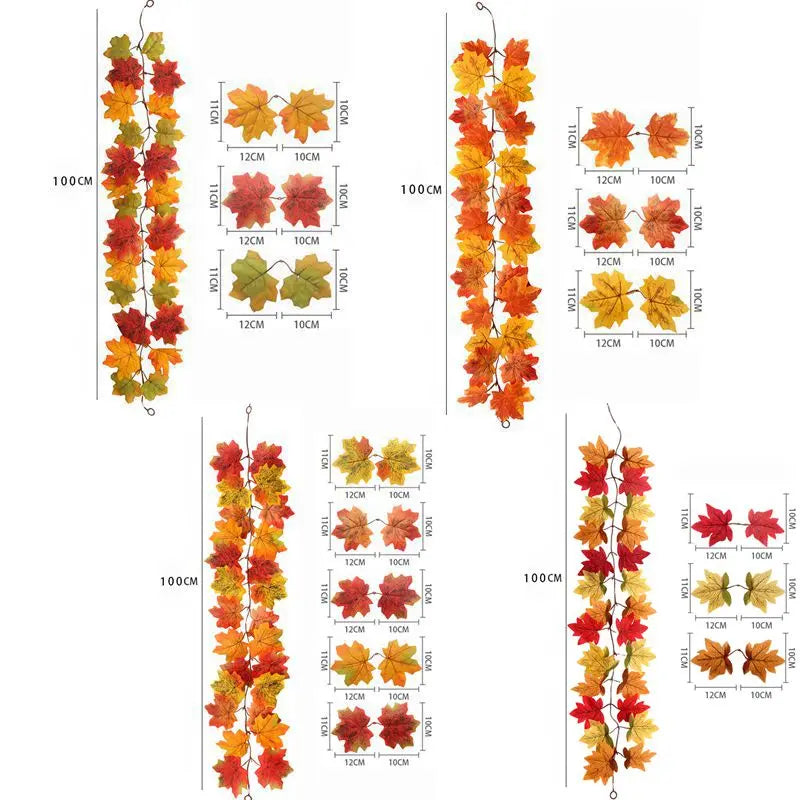Artificial Fall Leaf Wreath & Hanging Garland (100cm)