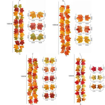 Artificial Fall Leaf Wreath & Hanging Garland (100cm)