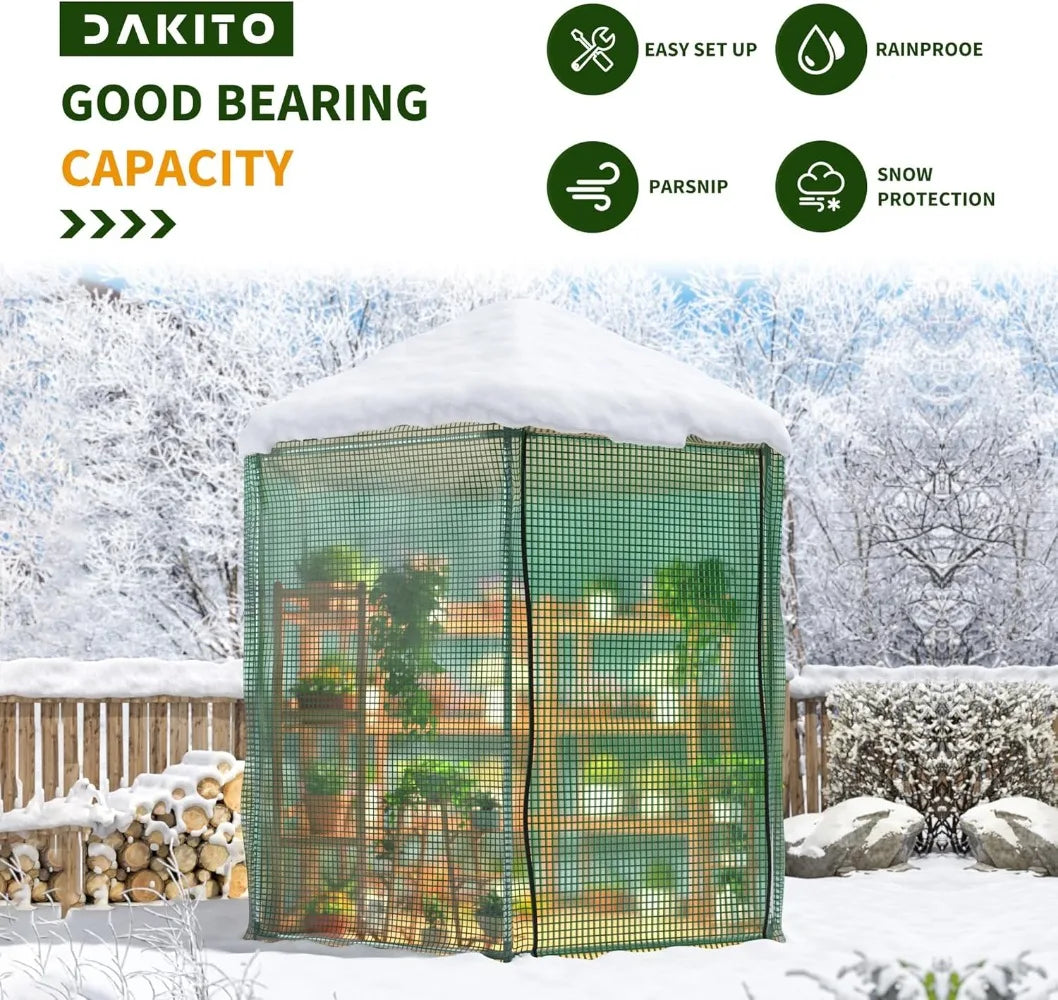 7x7x7.3FT Heavy Duty Metal Walk-in Greenhouse with 180g Double Layer Cover