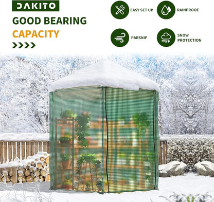 7x7x7.3FT Heavy Duty Metal Walk-in Greenhouse with 180g Double Layer Cover