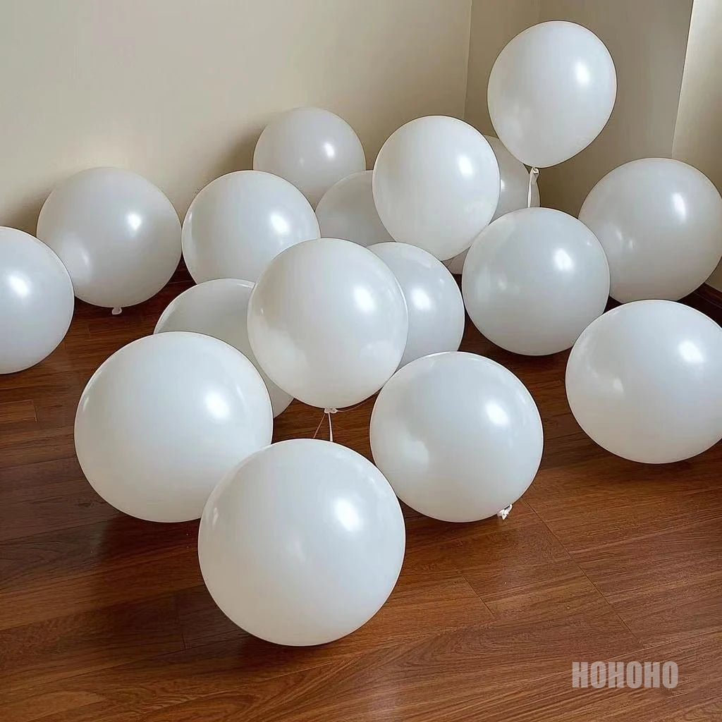 White Latex Balloons Set, Romantic Wedding Birthday Party Inflatable Balloon Decor