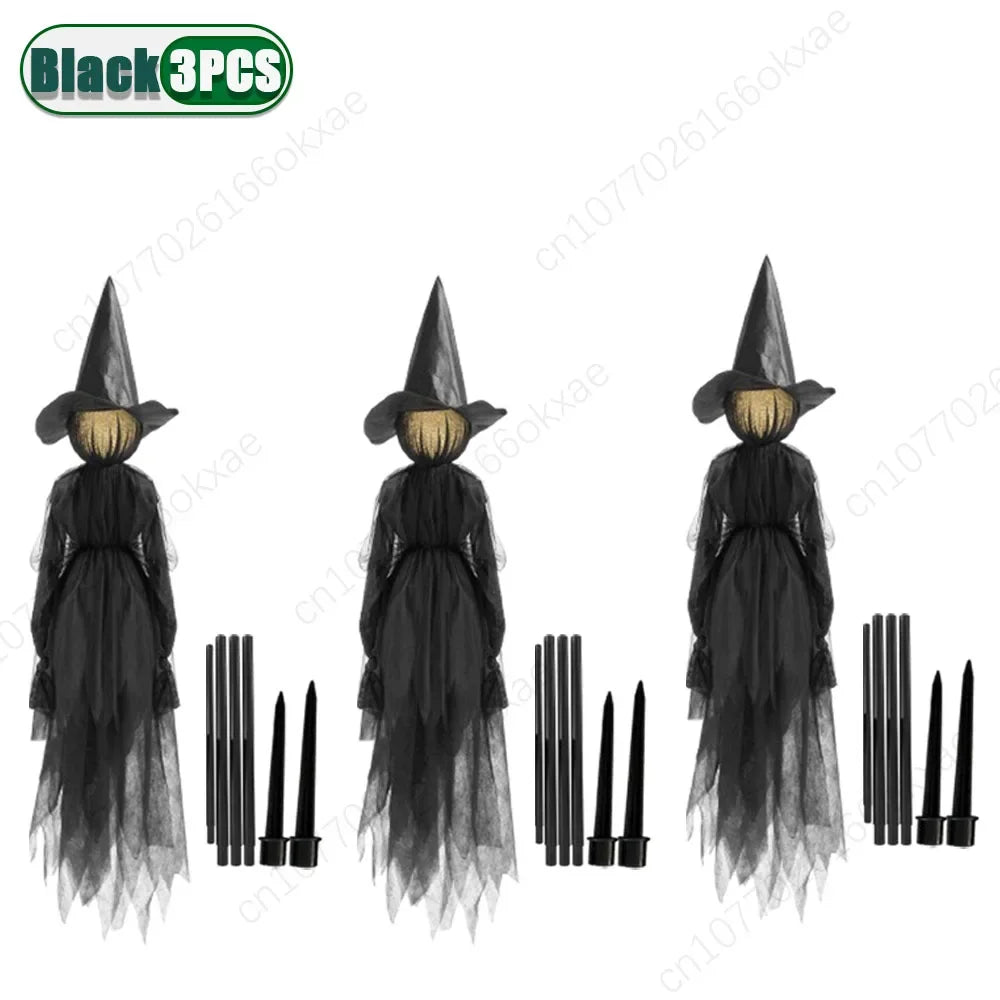3PCS Halloween Light Up Hand-Holding Witches, Sound-Activated Glow Decorations