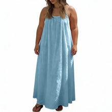 Backless Casual Solid Color Loose Fitting Sleeveless Dress