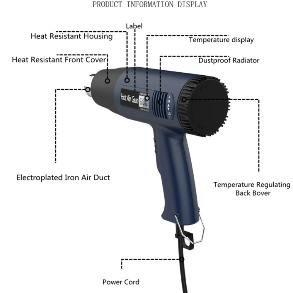 2000W Variable Temperature Electric Heat Gun Set