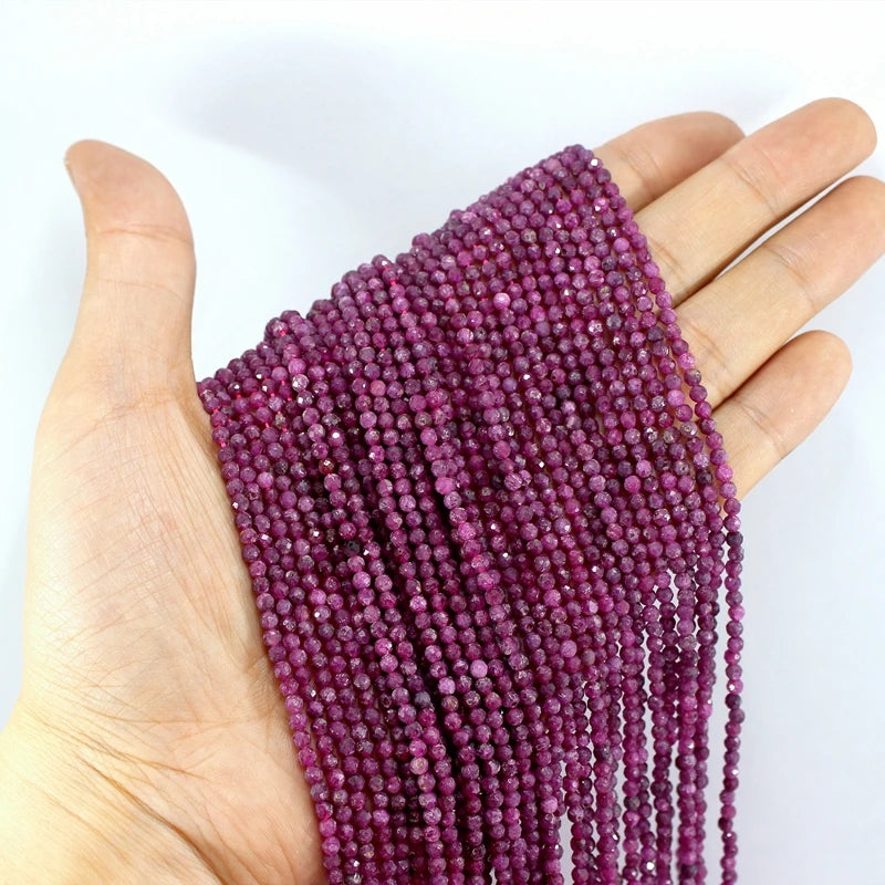 Natural Faceted Ruby Micro Seed Round Gemstone Beads