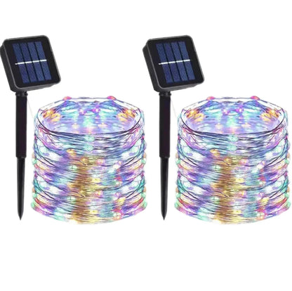 Outdoor Solar LED String Lights - Waterproof Copper Wire Garland