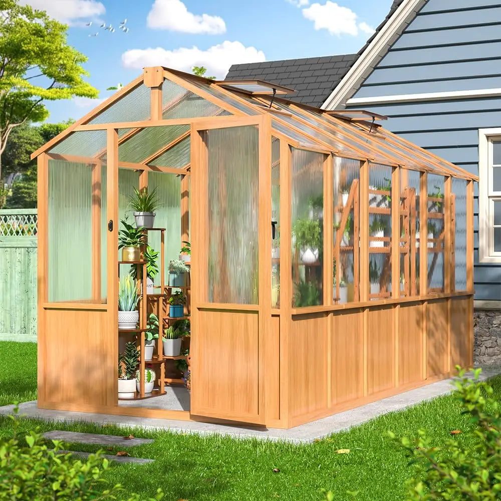 VIWAT Wooden Greenhouse with Vent Roof