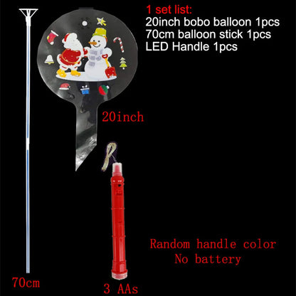 Christmas LED Light Up Bobo Balloons, 20 Inch Bubble Balloons with 3 Levels Flashing Handle