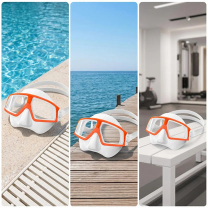 Scuba Diving Mask & Snorkel Set - Tempered Glass Panoramic Vision Mask with Protective Nose Cover