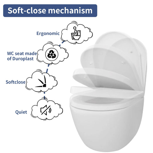 Soft-Close Quick-Release Toilet Seat for Square, U, and O Shapes