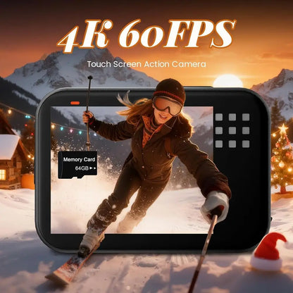 4K 60FPS Waterproof Action Camera with 64GB Card
