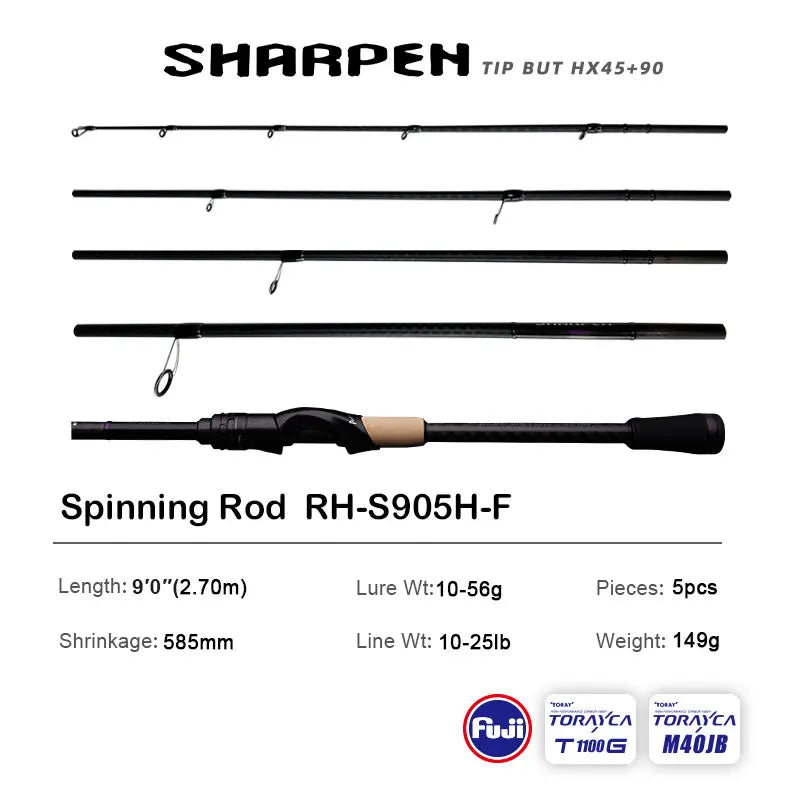 PURELURE SHARPEN Soft Lure Long Spinning and Casting Action Rods